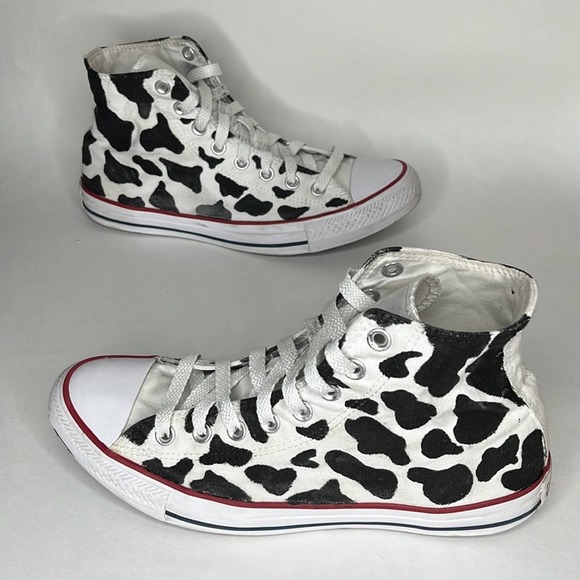 Converse Black and White Cow Print Sneakers - Picture 6 of 12